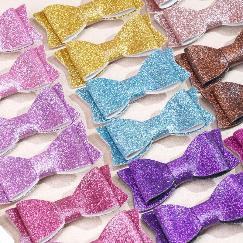 CellElection 30PCS 2.75'' Baby Girls Pigtail Bows Sparkly Sequin Glitter Hair Bows With Alligator Clips Hair Barrettes Accessory for Girls Toddlers Kids Teens - Image 2